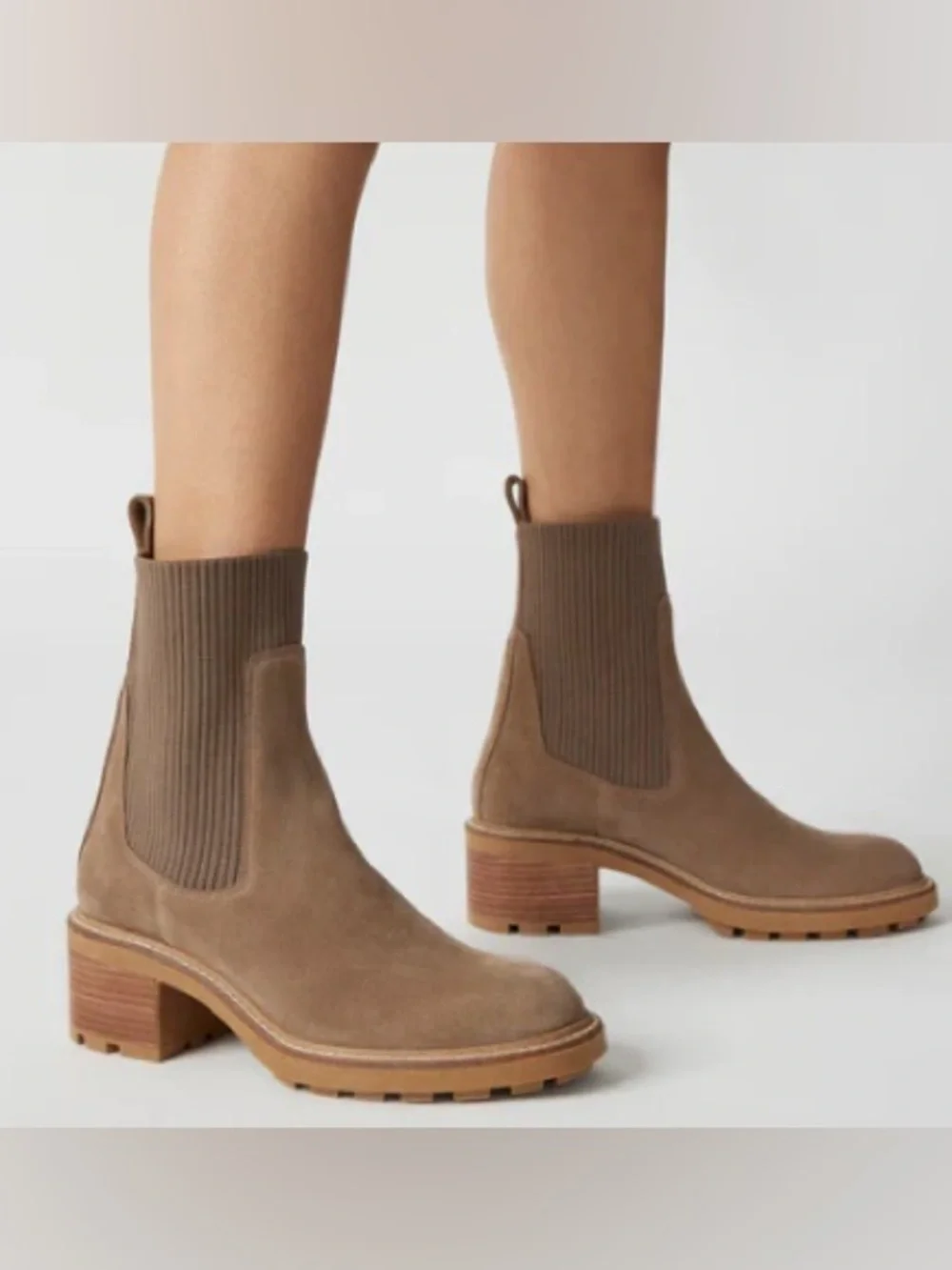 Steve Madden Kiley Women’s Lug Sole Chelsea Bootie with Fabric Cuff - Size 8 - Picture 16 of 16